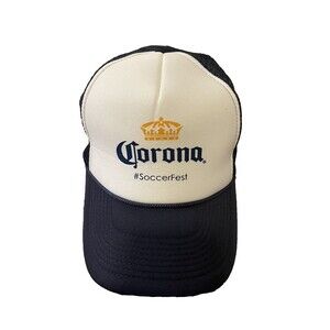 Men's Corona Beer Soccer Fest White and Blue Trucker Hat Cap Adjustable